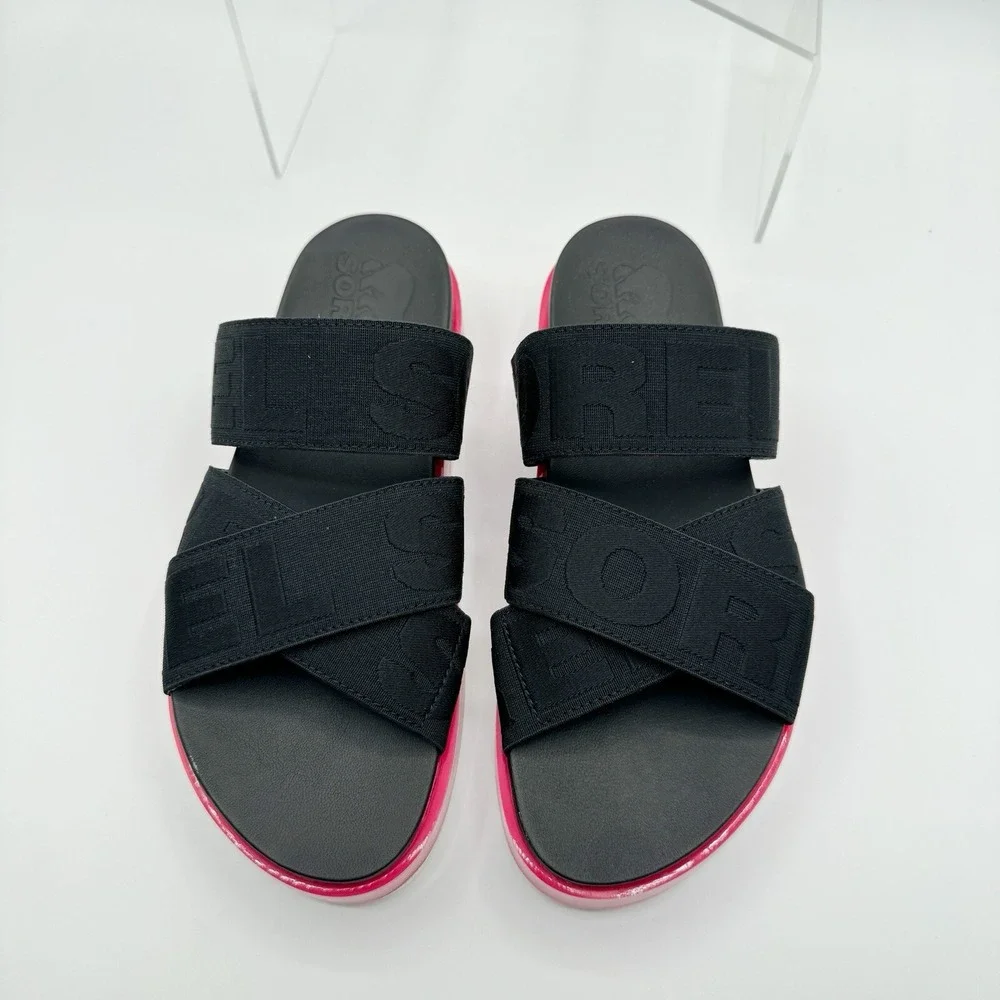 Women's Sorel Roaming Sport Slide Sandals Black Pink Size 6 T3